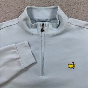Masters Collection Mens Light Blue Quarter Zip Pullover Sweatshirt Size S Cotton
